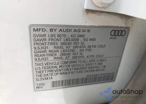 2017 Audi Q7 3.0T Premium from USA, damaged, VIN WA1VABF7XHD015445